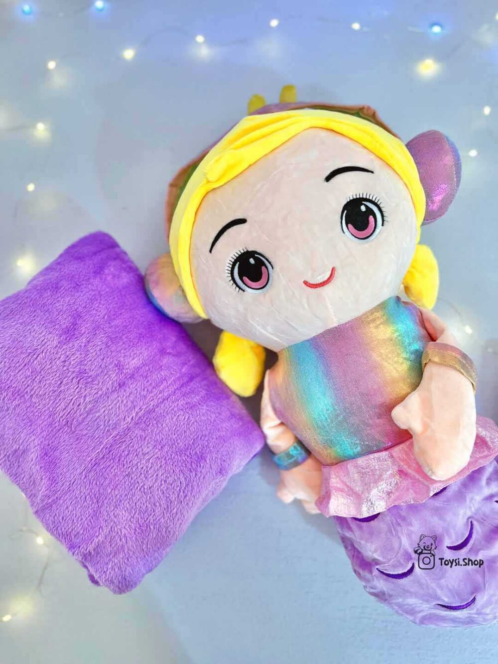 عروسک پری دریایی بالشتی پتودار عروسک پری دریایی بالشتی پتودار