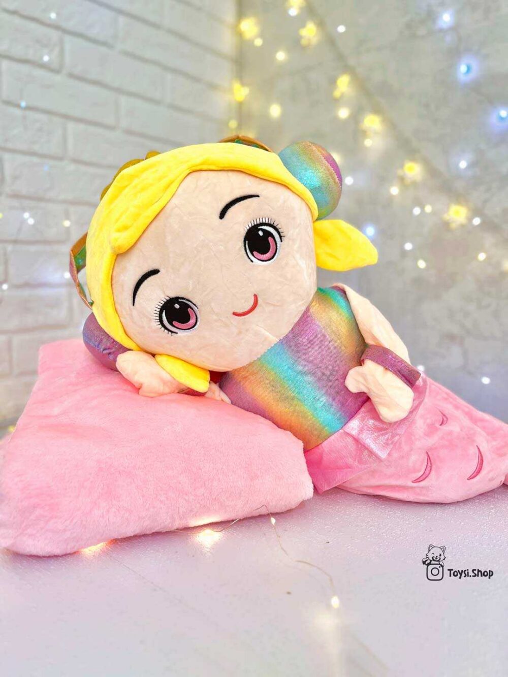 عروسک پری دریایی بالشتی پتودار خرید و قیمت عروسک پری دریایی بالشتی پتودار