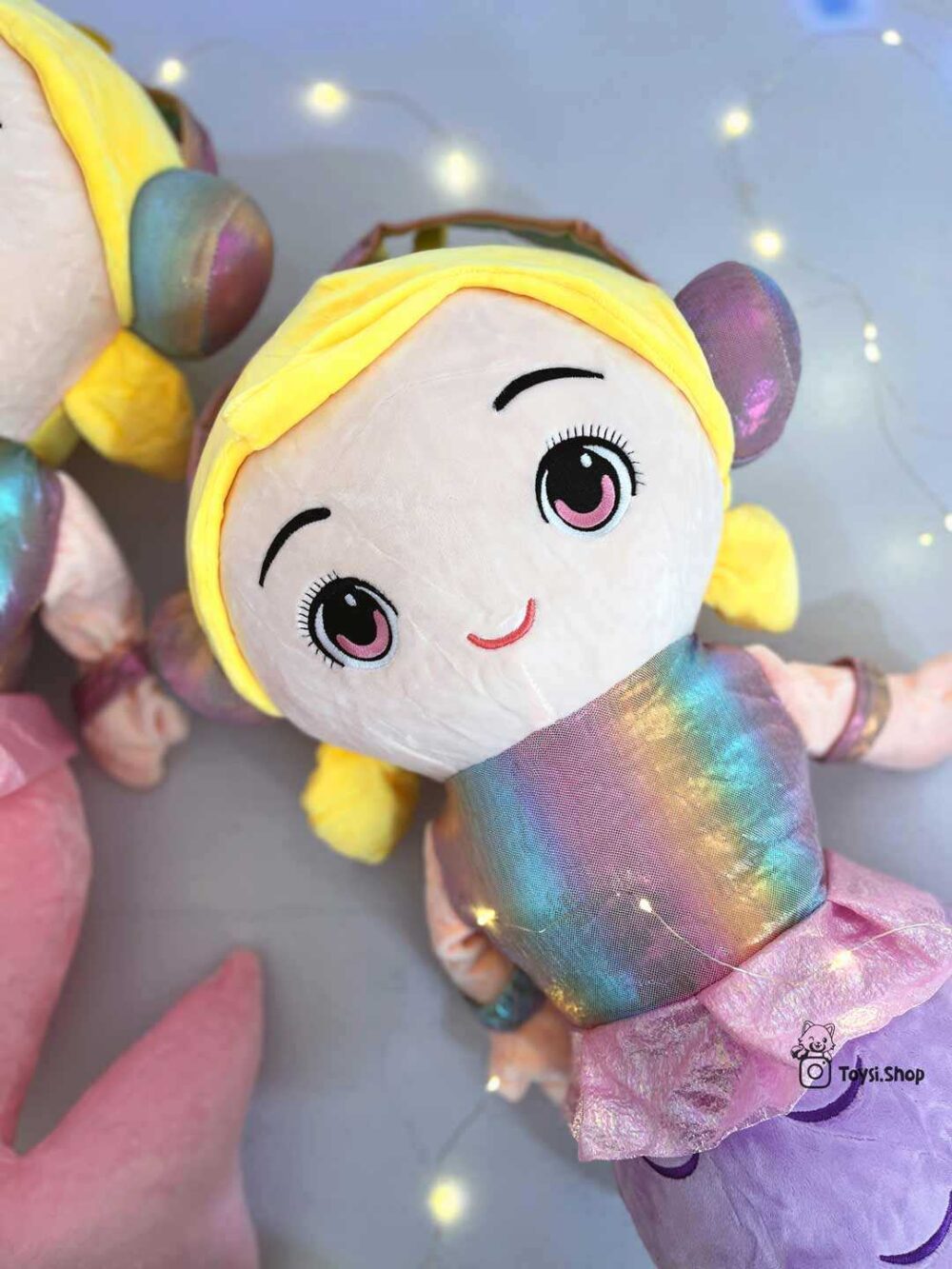 عروسک پری دریایی بالشتی پتودار عروسک پری دریایی پتو بالشی