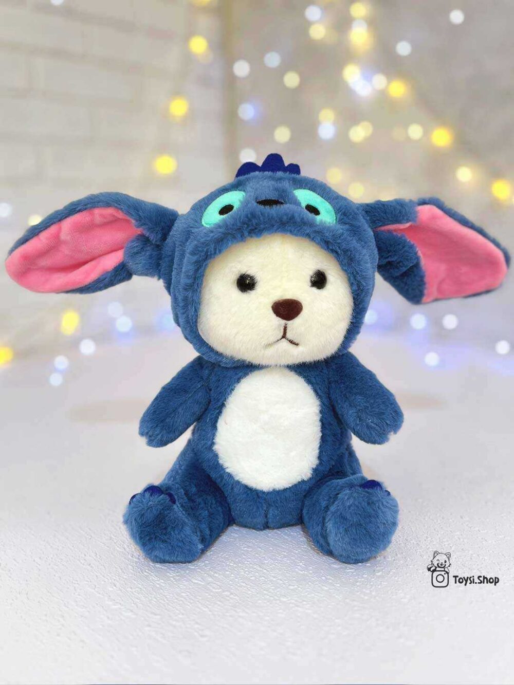 عروسک خرس هودی استیچ عروسک پولیشی خرس با لباس استیچ