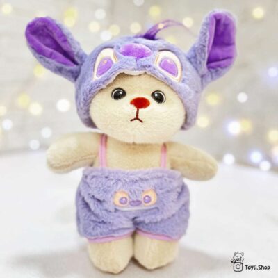 خرید عروسک خرس استیچ بنفش خرید عروسک خرس لباس استیچ بنفش