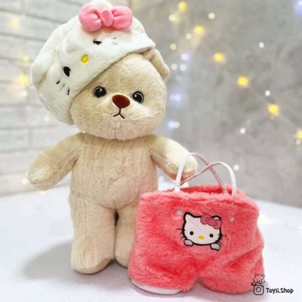 خرید عروسک دخترانه خرس با لباس کیتی