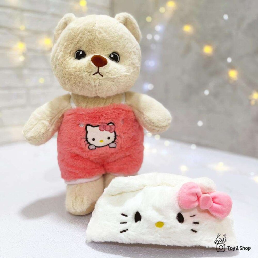 عروسک خرس لباس کیتی خرید عروسک خرس هلوکیتی