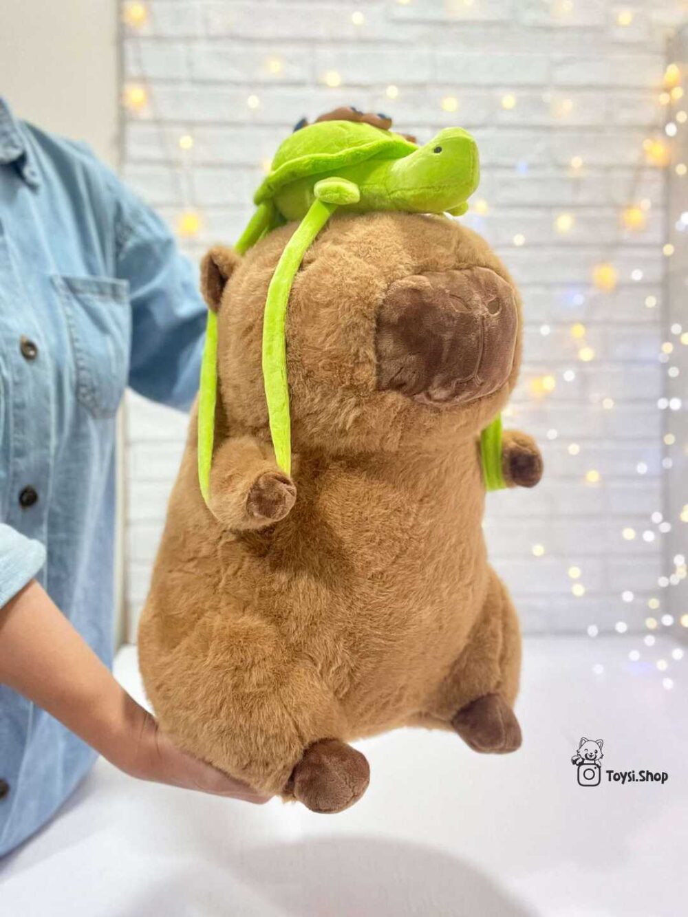 عروسک موش خرمایی کوله لاکپشتی سایز بزرگ