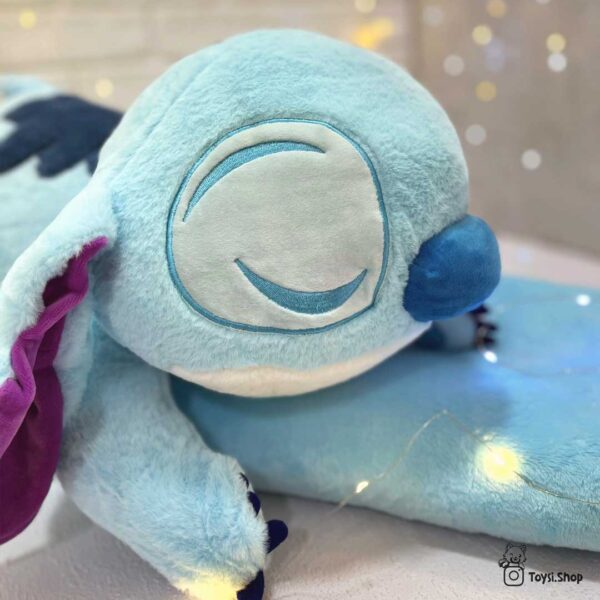 عروسک پتوبالشت سیسمونی استیچ آبی خوابیده