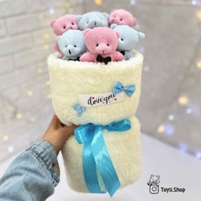 بوکت خرسی صورتی آبی ولنتاین