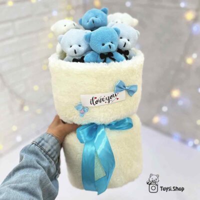 بوکت خرسی آبی ولنتاین (بدنه سفید)