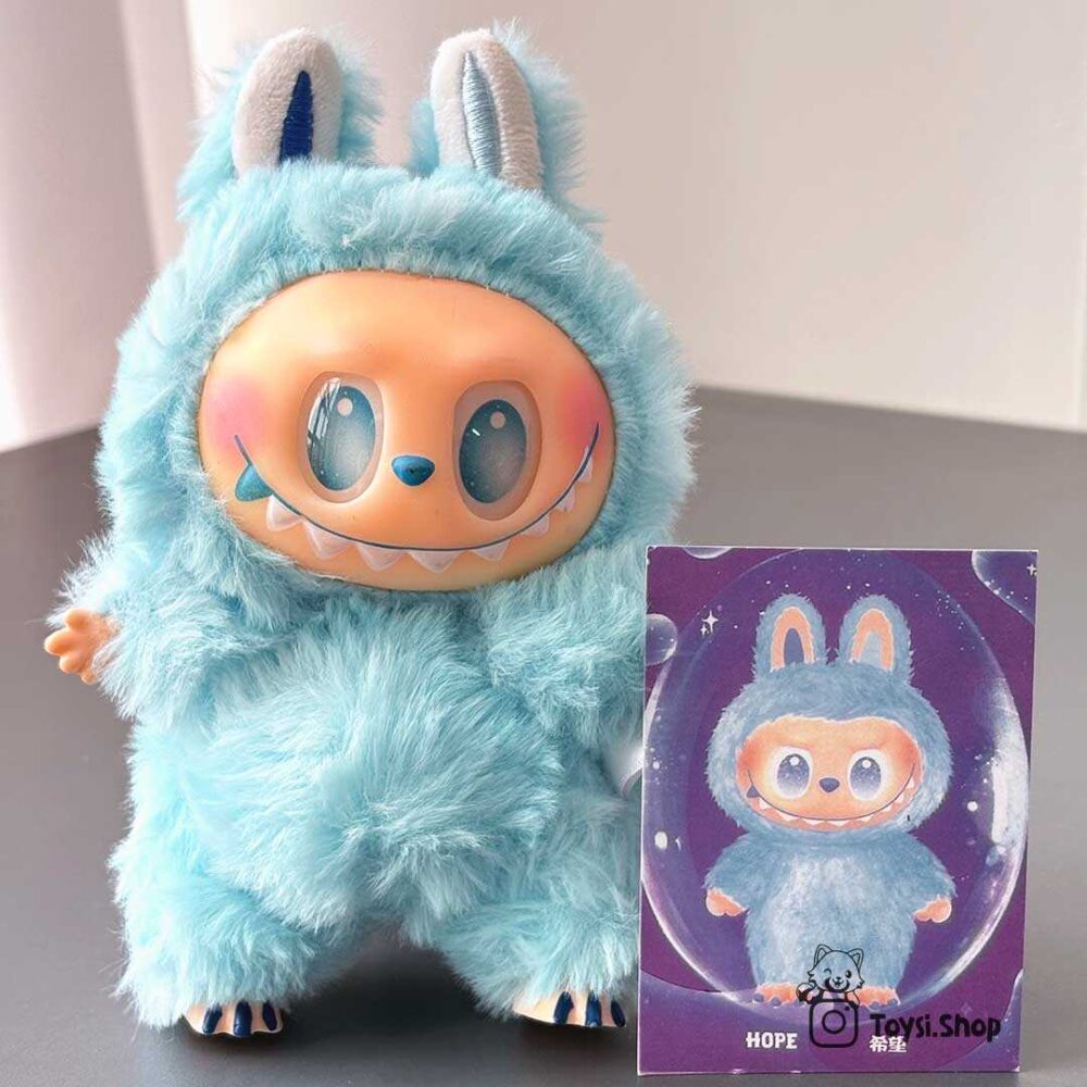 عروسک لبوبو آبی با جعبه و کارت تشخیص