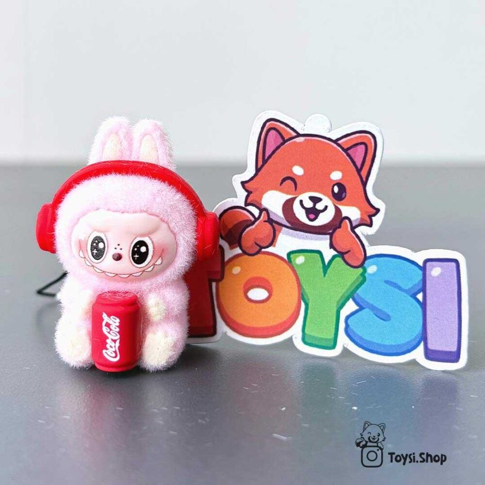 آویز موبایل لبوبو خرید آویز موبایل مخملی طرح لبوبو کوکاکولا