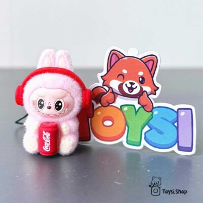 خرید آویز موبایل و فلش لبوبو صورتی خرید آویز موبایل مخملی طرح لبوبو کوکاکولا