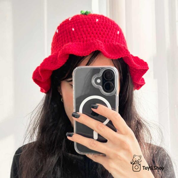 کلاه توت فرنگی بافتنی