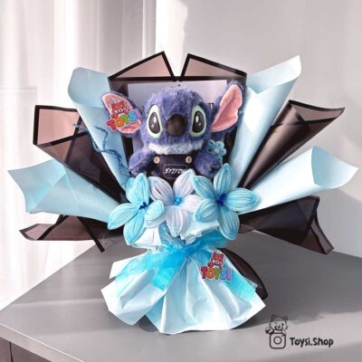 عکس دسته گل عروسکی استیچ آبی روز عشق