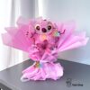 دسته گل عروسکی ولنتاین استیج تنفسی صورتی