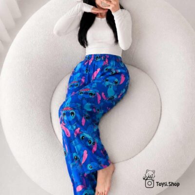 شلوار راحتی استیچ آبی