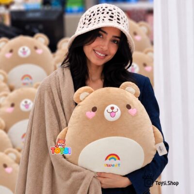 عروسک خرسی بالشتی پتو دار